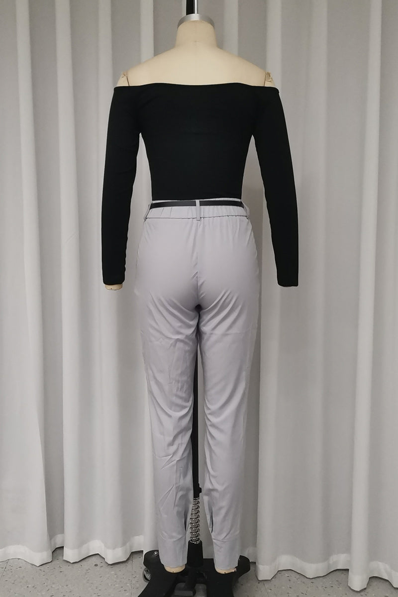 Casual Street Solid Color Pocket Ruched Off Shoulder Long Sleeve Two Pieces