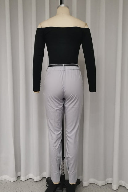 Casual Street Solid Color Pocket Ruched Off Shoulder Long Sleeve Two Pieces