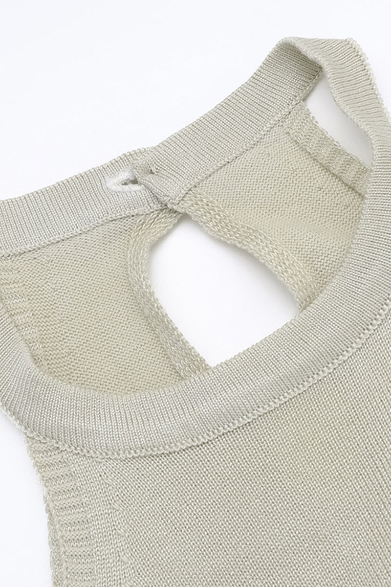 Vestidos sexis de punto con abertura en color liso y cuello halter sin mangas