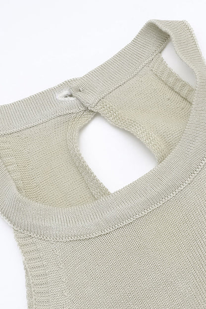 Vestidos sexis de punto con abertura en color liso y cuello halter sin mangas