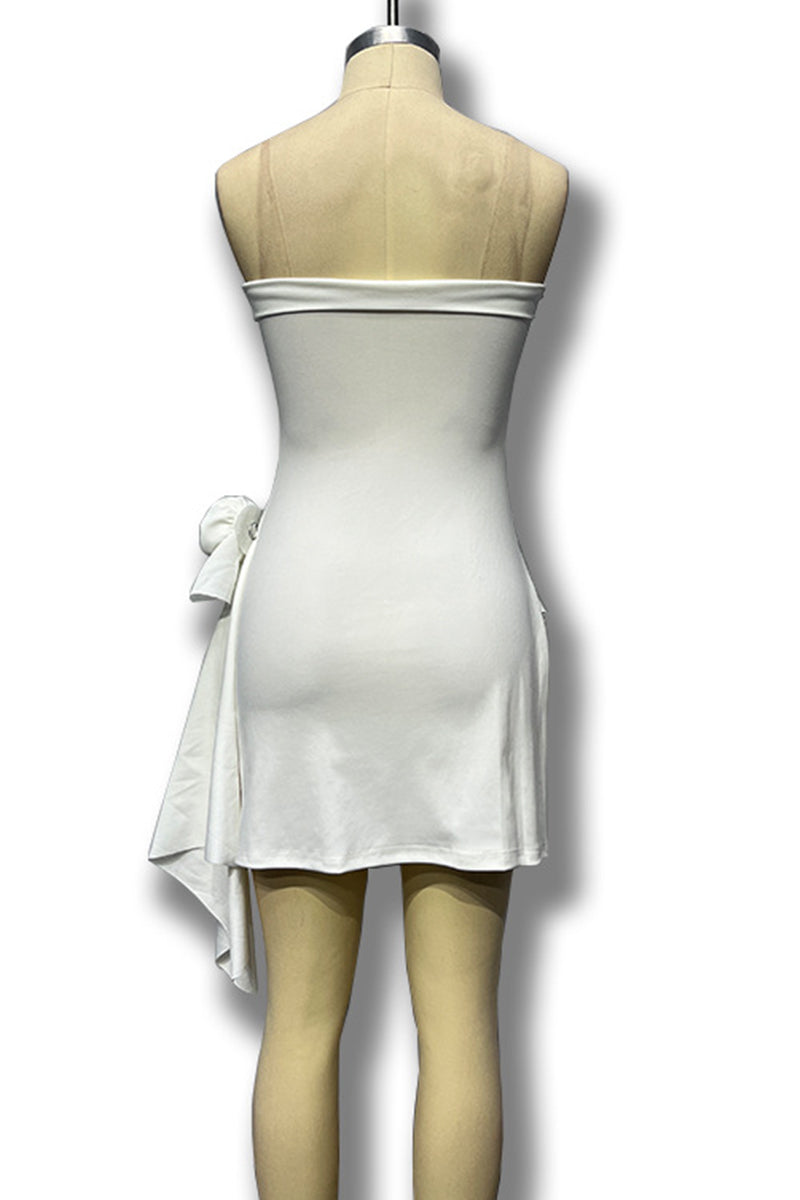 Vestidos sexys sin tirantes con forma de flor fruncida