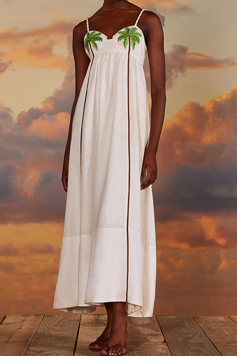 Vestidos sexis con escote en V y estampado de plantas