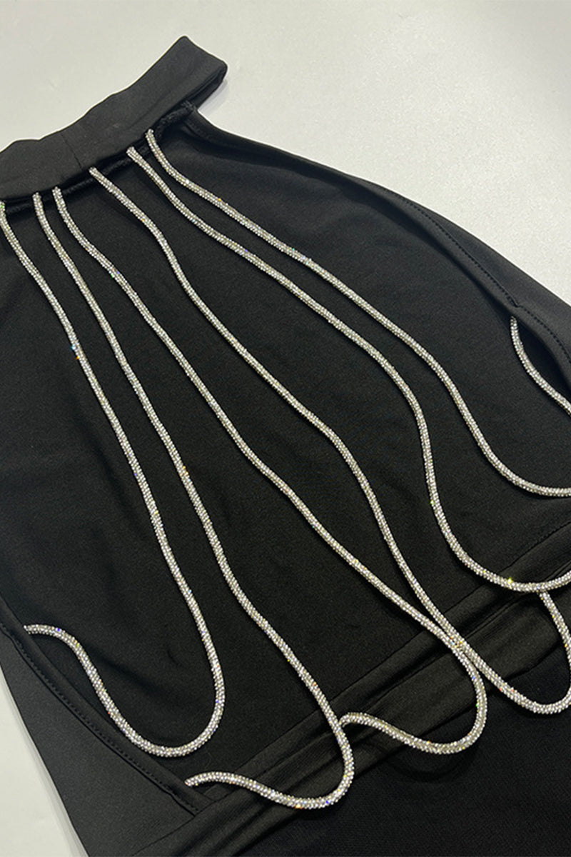 Traje de baño sexy de malla sin espalda de color sólido para vacaciones