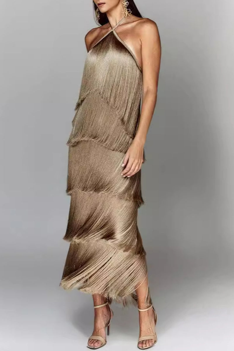 Vestidos sexys sin mangas con flecos y espalda descubierta (4 colores)