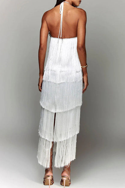 Vestidos sexys sin mangas con flecos y espalda descubierta (4 colores)