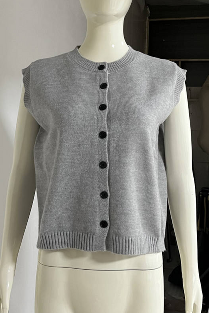 Tops casuales de calle con cuello redondo y hebilla de color liso (4 colores)