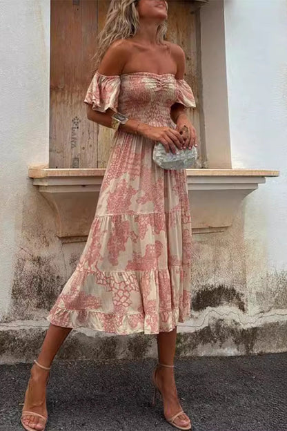 Vestidos sexis con estampado floral, patchwork, volantes y hombros descubiertos con falda pastel