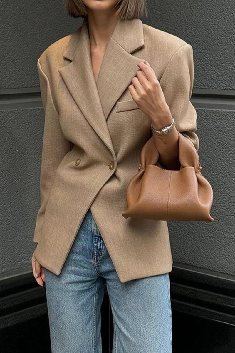 Prendas de abrigo informales de cuello vuelto con botones de color sólido para uso diario