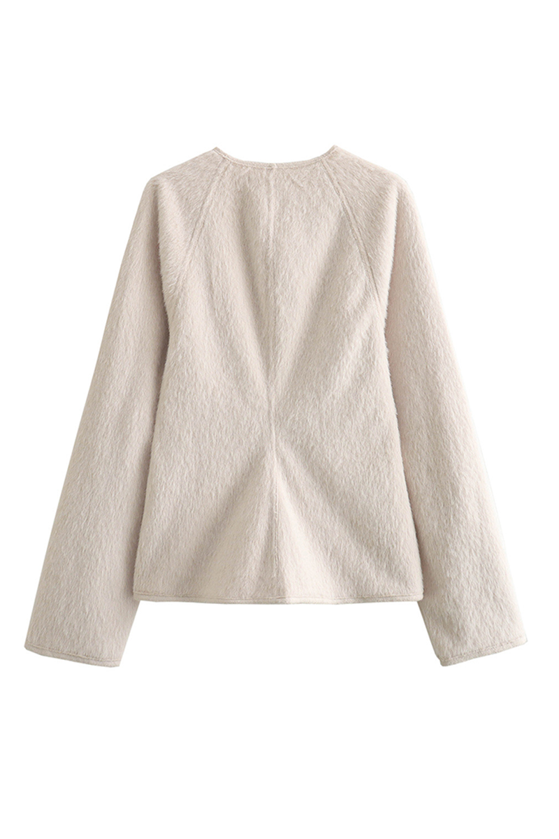 Prendas de abrigo informales con cuello en V y patchwork de color sólido