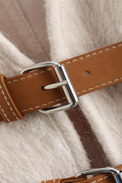 Prendas de abrigo informales con cuello en V y patchwork de color sólido