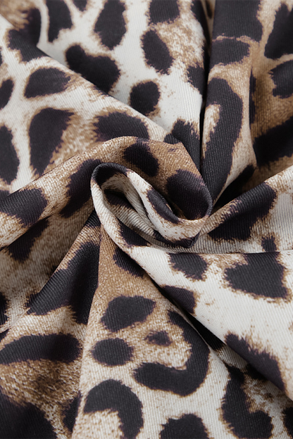 Blusas casuales con cuello vuelto, cordones y estampado de leopardo