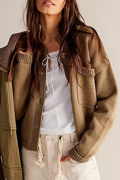 Prendas de abrigo informales de cuello mandarín, con bolsillos y botones, de color liso, para uso diario (4 colores)