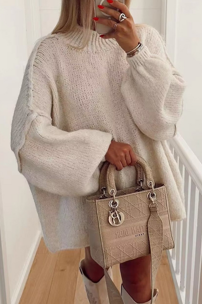 Suéteres casuales de cuello redondo de color sólido para uso diario (4 colores)