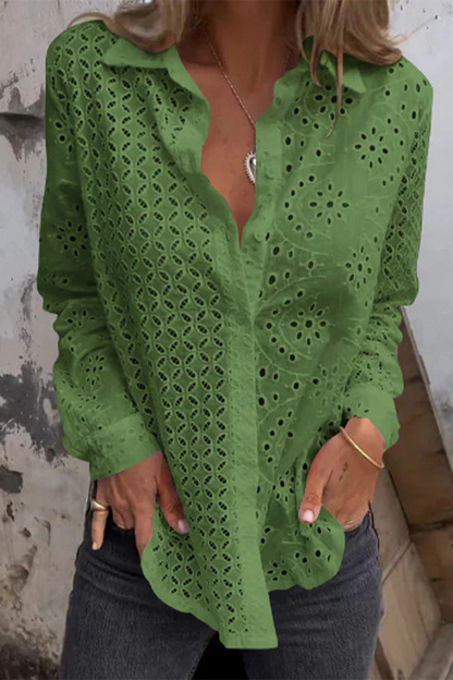 Blusas casuales de color sólido con cuello vuelto y aberturas (7 colores)