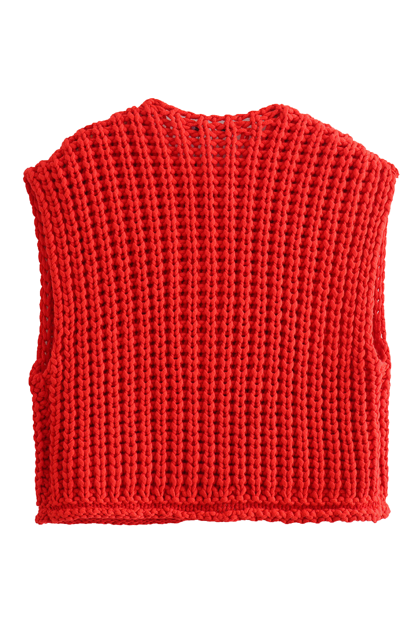 Casual Daily Solid Color Pocket Buttons Weave O Neck Sweaters (3 Colors)