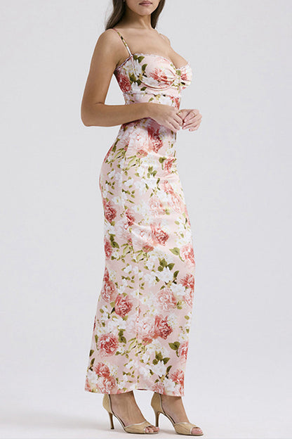 Vestidos sexis de encaje con flores y patchwork con abertura y escote en V, falda de un solo paso