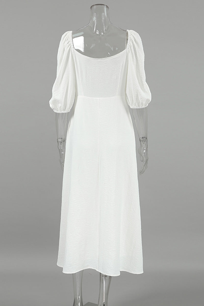 Elegantes vestidos de corte A con hombros descubiertos y fruncidos en color liso