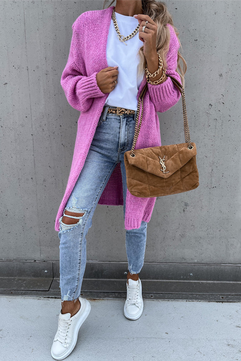 Cárdigan informal de tejido liso con cuello tipo cárdigan (3 colores) para uso diario