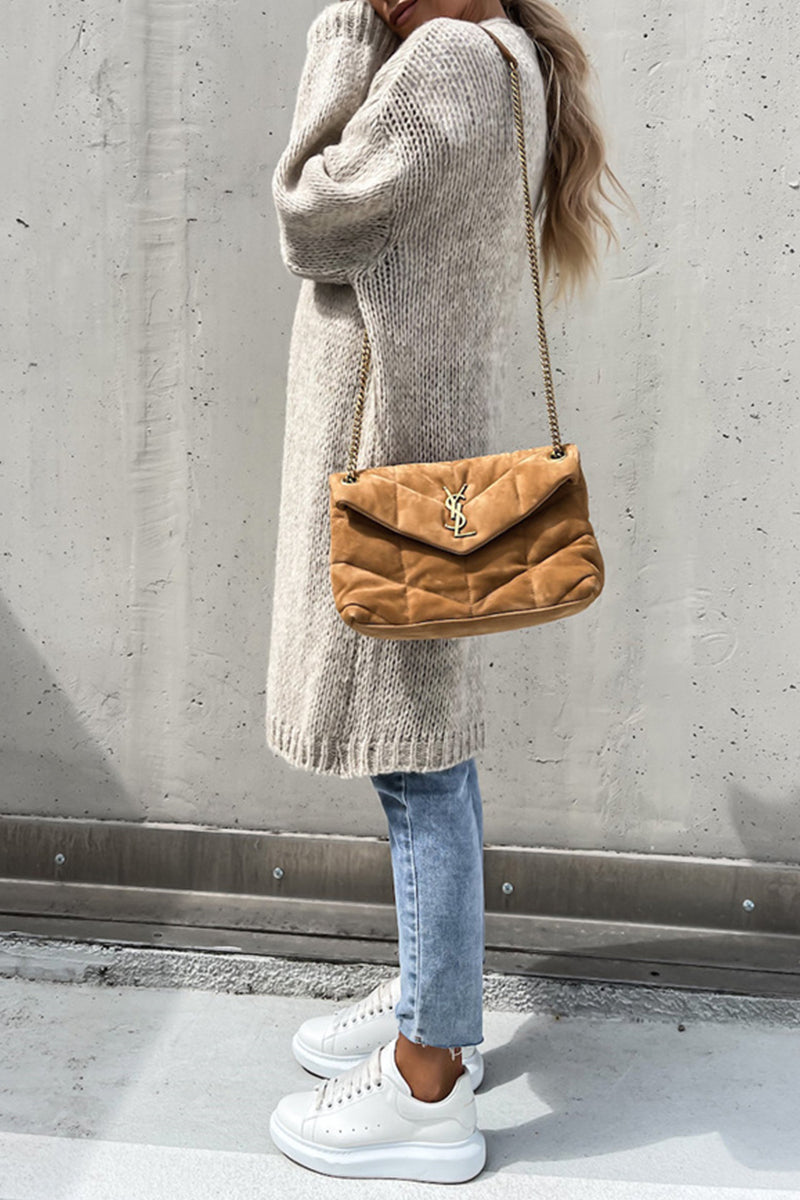 Cárdigan informal de tejido liso con cuello tipo cárdigan (3 colores) para uso diario