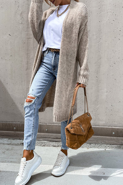 Cárdigan informal de tejido liso con cuello tipo cárdigan (3 colores) para uso diario