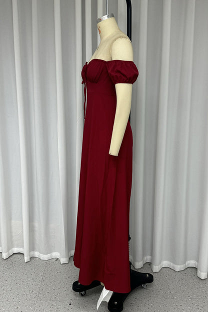 Vestidos sexis de corte A con abertura y cordón en los hombros