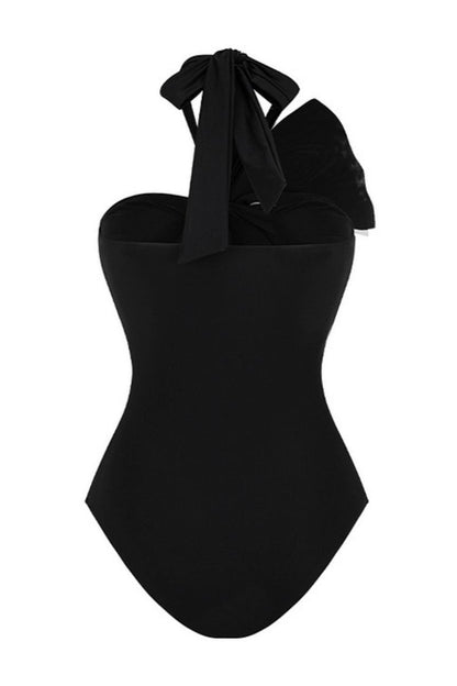 Trajes de baño sexys con cinturón, espalda descubierta y lazo decorado con patchwork