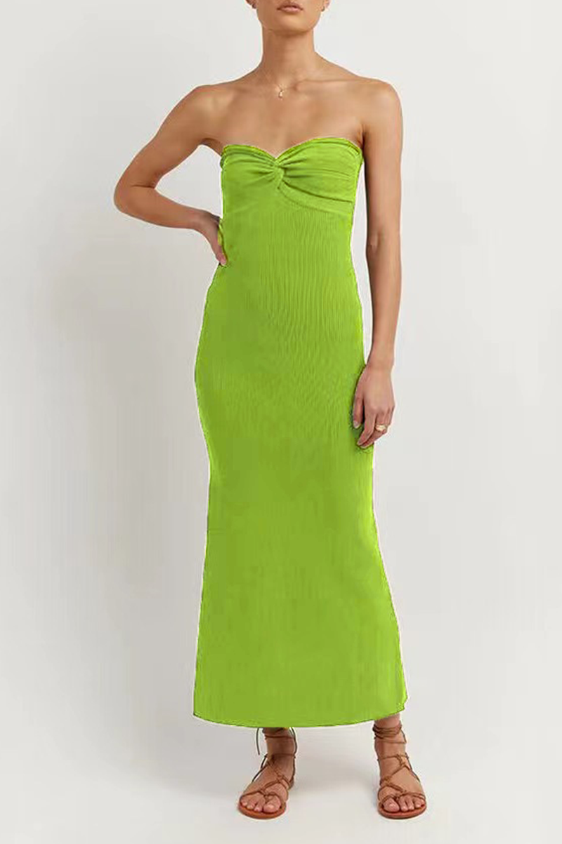 Vestidos sexis de un solo paso con falda sin tirantes y espalda descubierta de color sólido (4 colores)