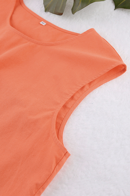 Conjunto informal de dos piezas, sin mangas, cuello redondo, color sólido, con cordones y diario