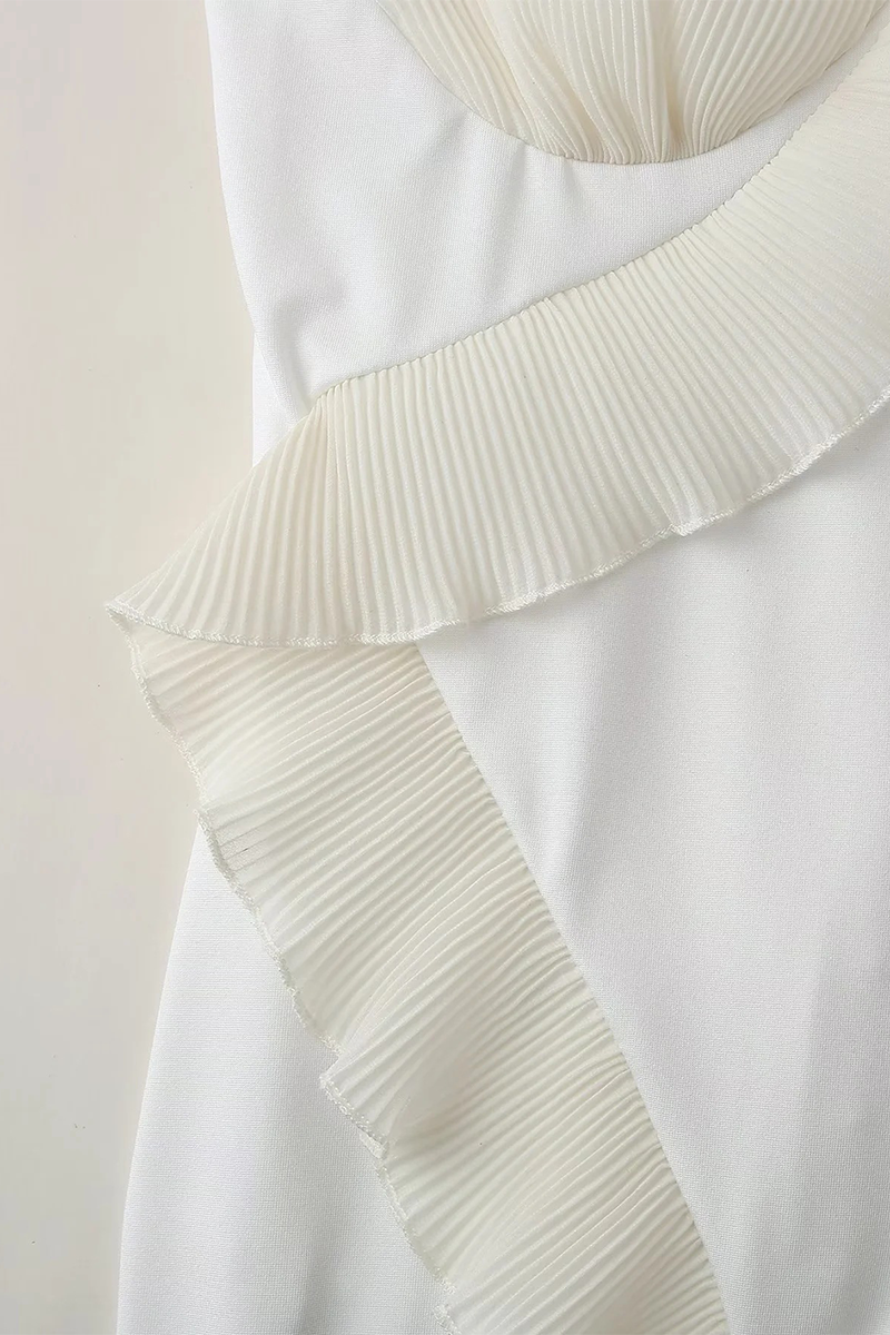 Sexy Patchwork Ruffle V Neck Sling Dresses