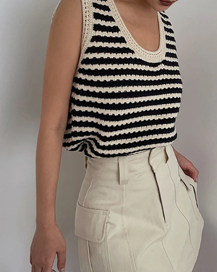 Classy Stripe Crochet Sweater Vest