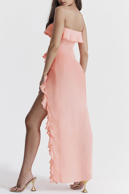 Vestidos sexis irregulares con abertura y volantes de color liso (3 colores)