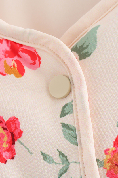 Casual Flowers Pocket Patchwork O Neck Jacket