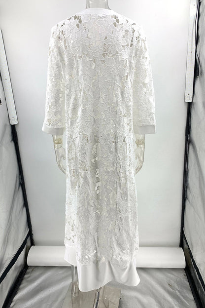 Vestido elegante de encaje de color sólido para uso diario.