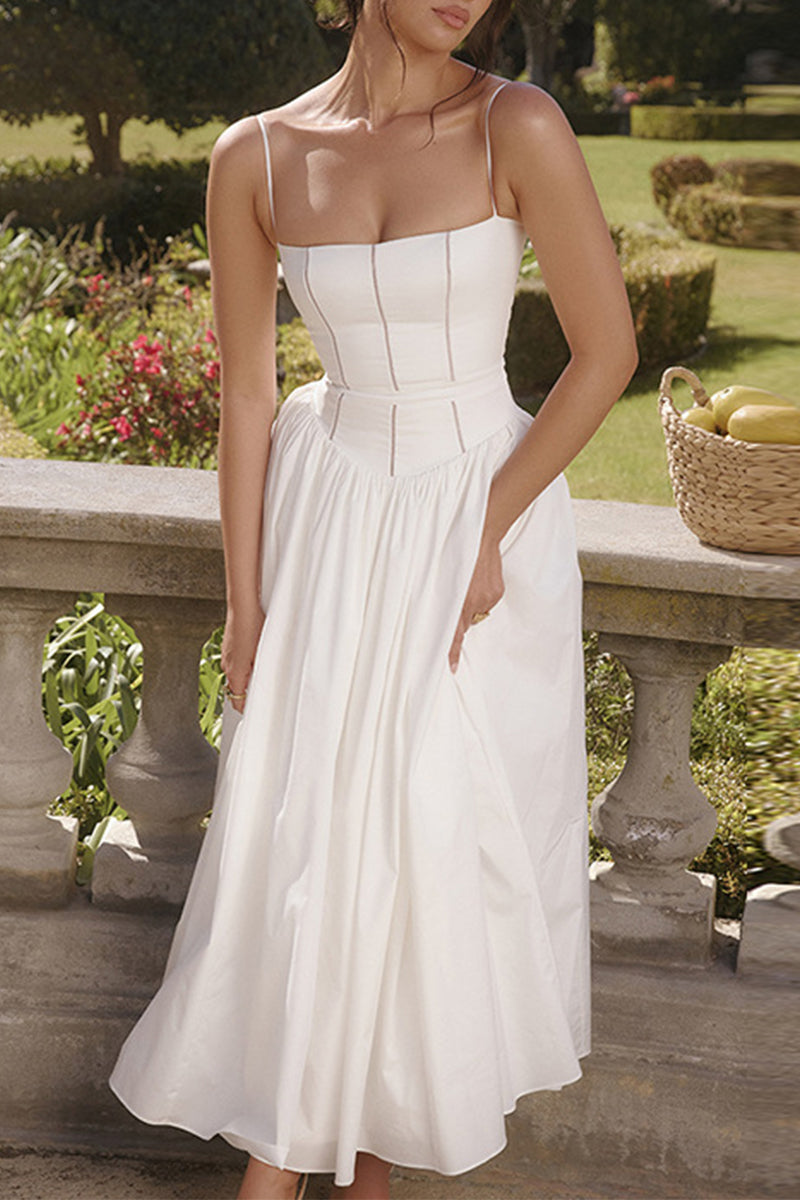 Vestidos sexis de color sólido con encaje calado y escote cuadrado