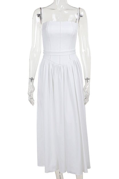 Vestidos sexis de color sólido con encaje calado y escote cuadrado