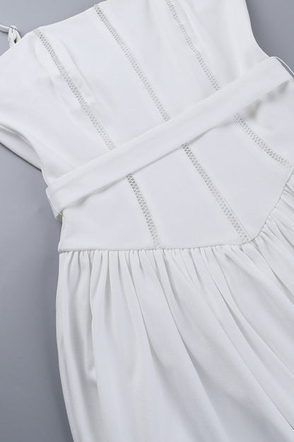 Vestidos sexis de color sólido con encaje calado y escote cuadrado