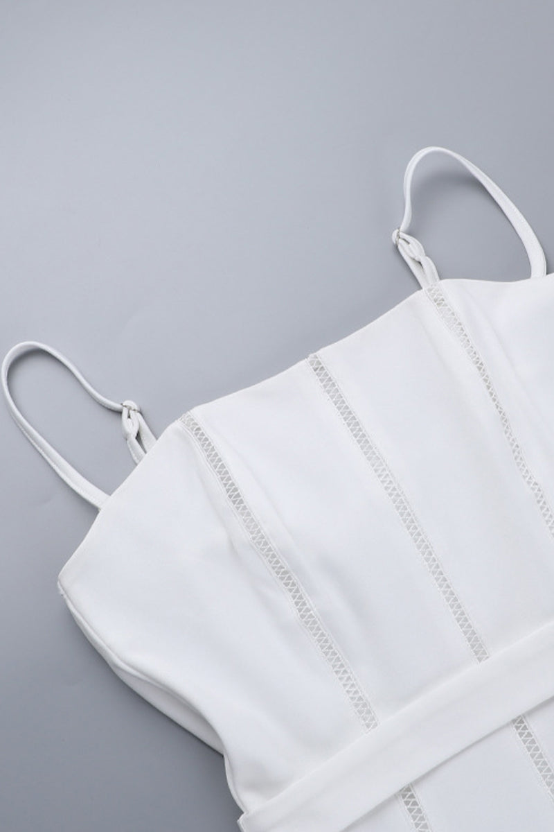 Vestidos sexis de color sólido con encaje calado y escote cuadrado