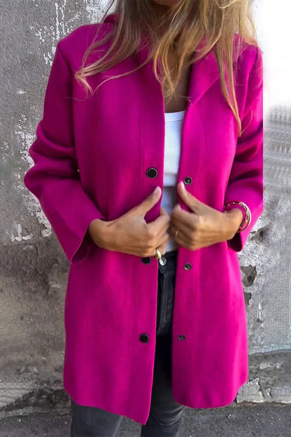 Prendas de abrigo informales de calle con botones y bolsillos de color liso (10 colores)