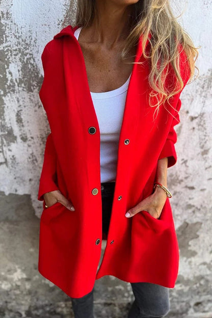 Prendas de abrigo informales de calle con botones y bolsillos de color liso (10 colores)