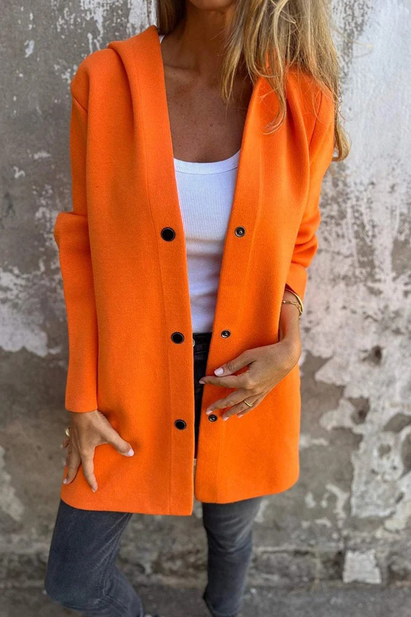 Prendas de abrigo informales de calle con botones y bolsillos de color liso (10 colores)