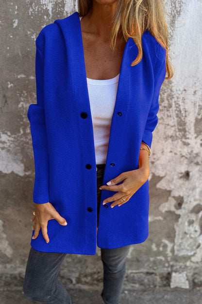 Prendas de abrigo informales de calle con botones y bolsillos de color liso (10 colores)