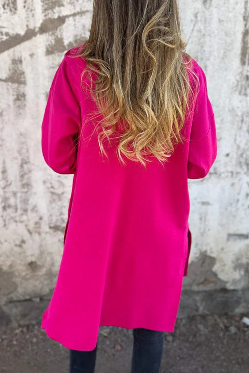 Prendas de abrigo informales de uso diario con capucha, cremallera y bolsillo de color sólido (5 colores)