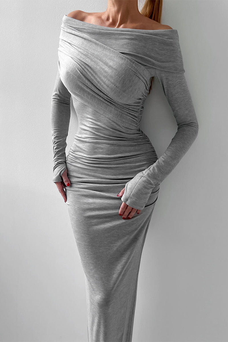 Vestidos sexys con falda cruzada y hombros descubiertos, fruncidos e irregulares