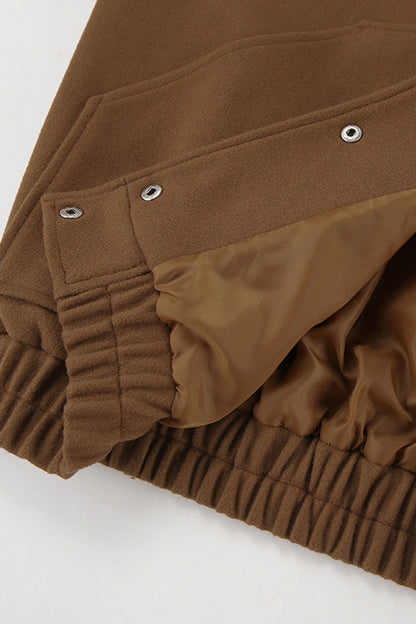 Prendas de abrigo informales de calle de color liso con bolsillos y botones, cuello cuadrado grueso