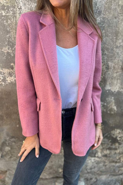 Prendas de abrigo informales de uso diario con botones de color liso y cuello vuelto (6 colores)