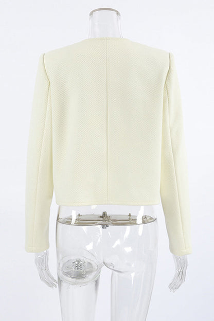 Prendas de abrigo informales de cuello redondo con botones de color sólido para uso diario