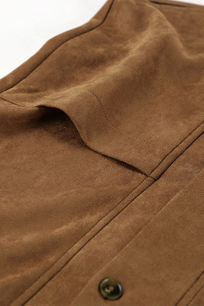 Prendas de abrigo informales de calle de color liso con bolsillos y botones y cuello vuelto