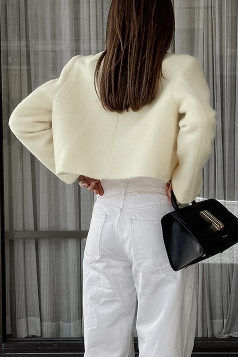 Prendas de abrigo informales de cuello redondo con botones de color sólido para uso diario