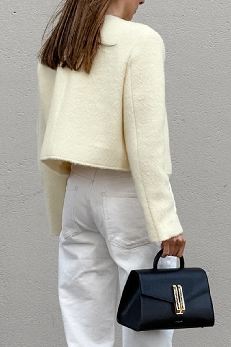 Prendas de abrigo informales de cuello redondo con botones de color sólido para uso diario