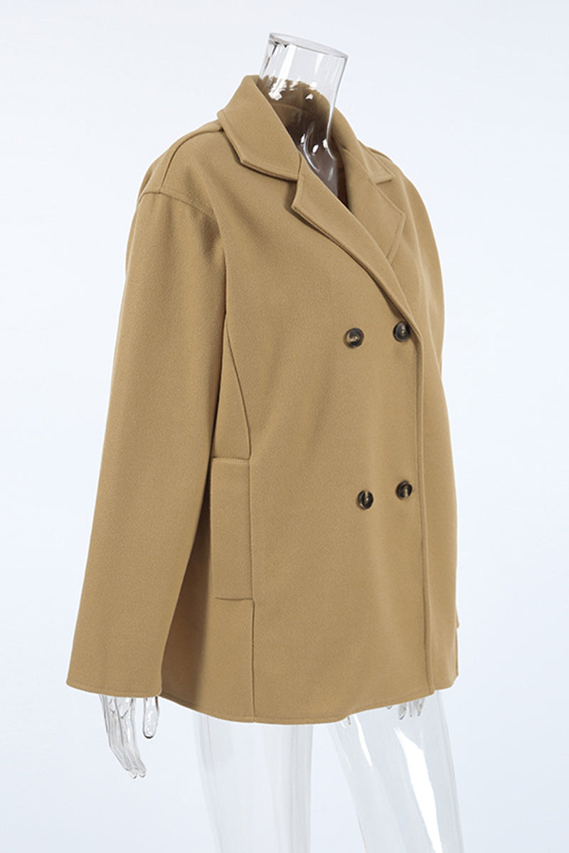 Prendas de abrigo informales de cuello vuelto con botones de color sólido para uso diario